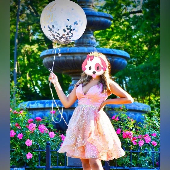 Short Beautiful Rose Gold Dress - Picture 5 of 6